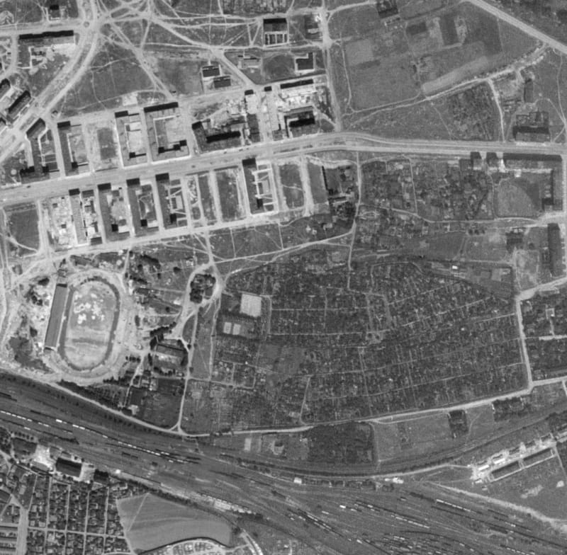 nouzova-kolonie-zahradky-letecky-snimek-1953