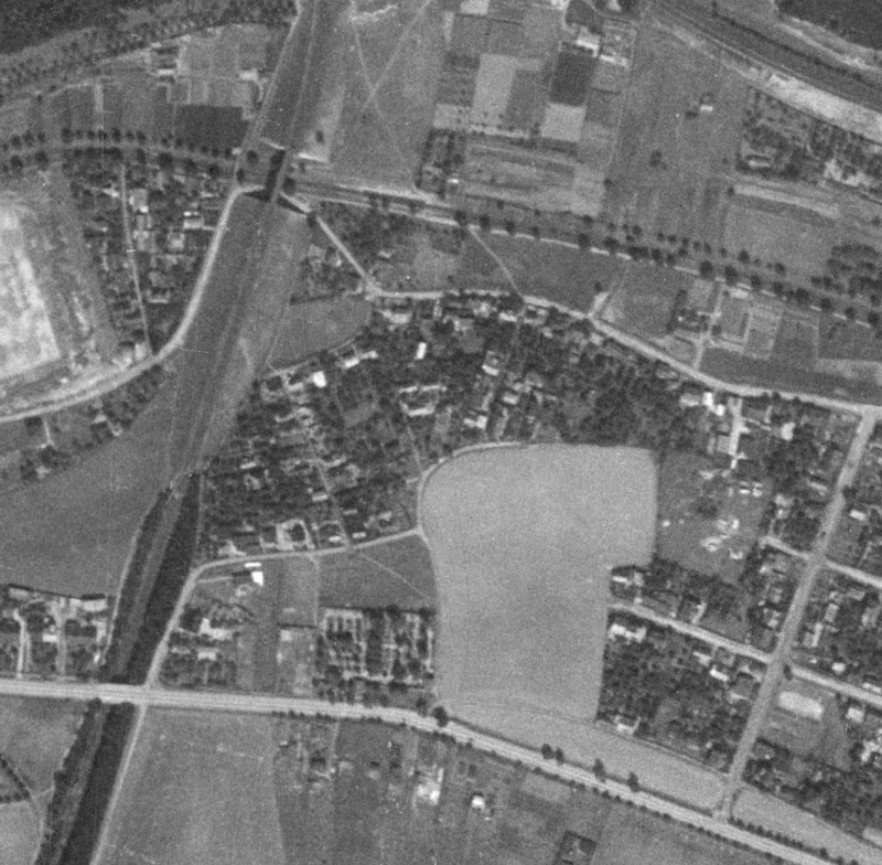 nouzova-kolonie-za-mostem-letecky-snimek-1953